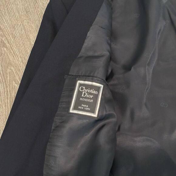 Christian Dior Monsieur Suit 46R Blazer 42x30 Pants Navy Blue Wool Vintage - Picture 5 of 16